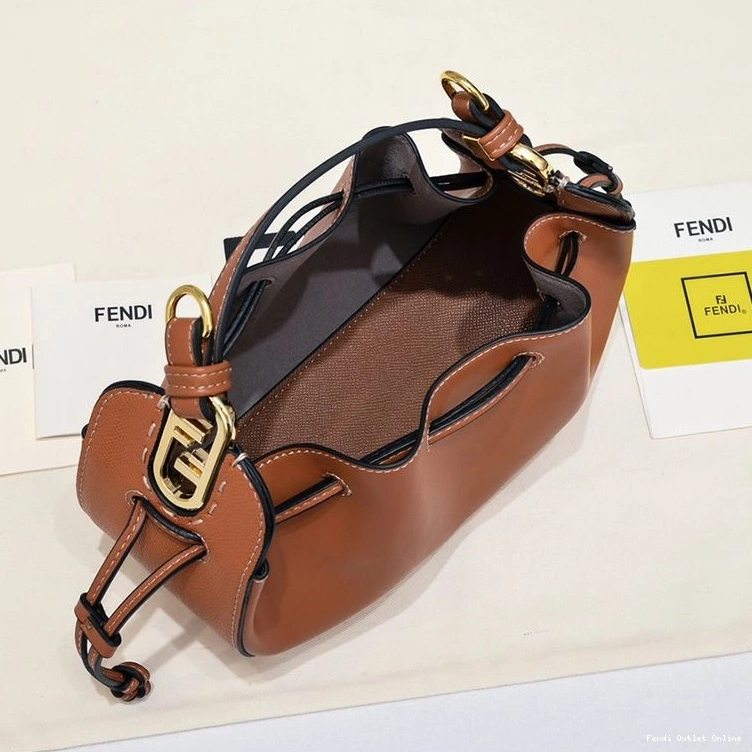 Cheap Leather Pomodorino In Fendi Bucket Mini Bag Brown Calf 0717